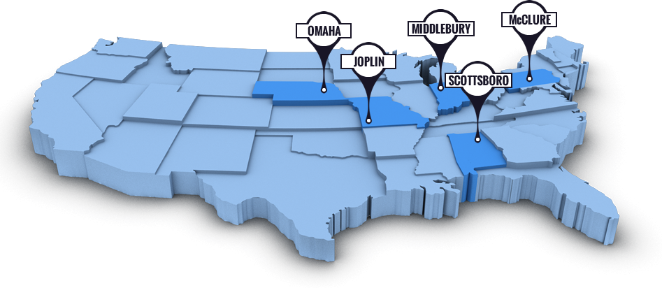 Map with the Lozier locations