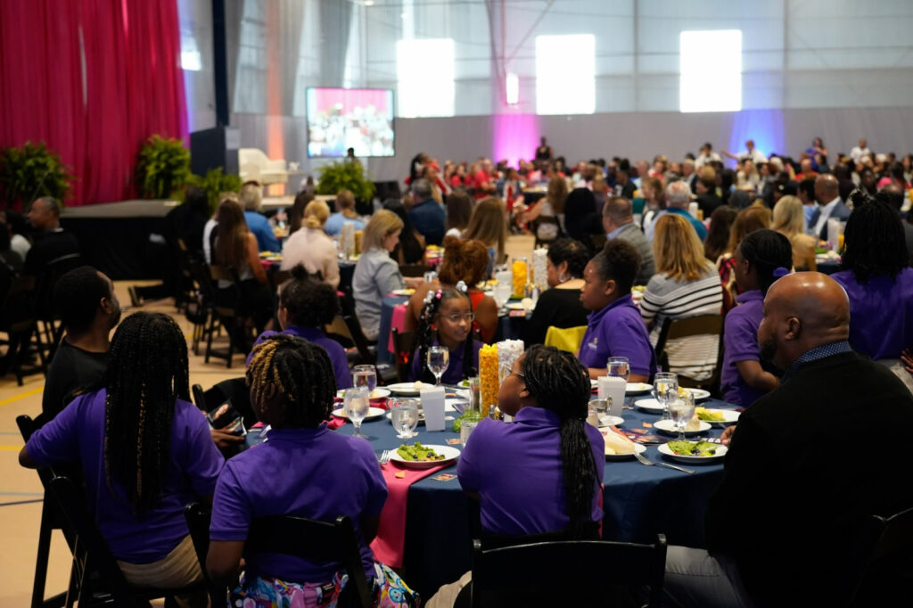 Basketball coach Dawn Staley speaks to female athletes of color in Omaha