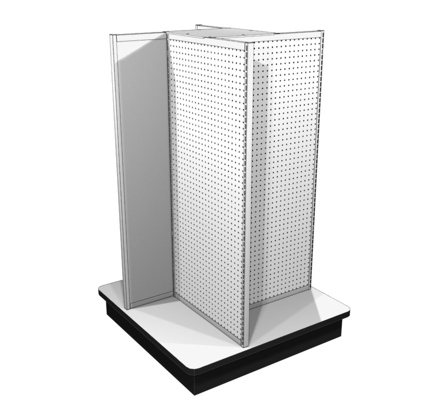 Freestanding Retail Shelving Four Way Display Wood Base Lozier