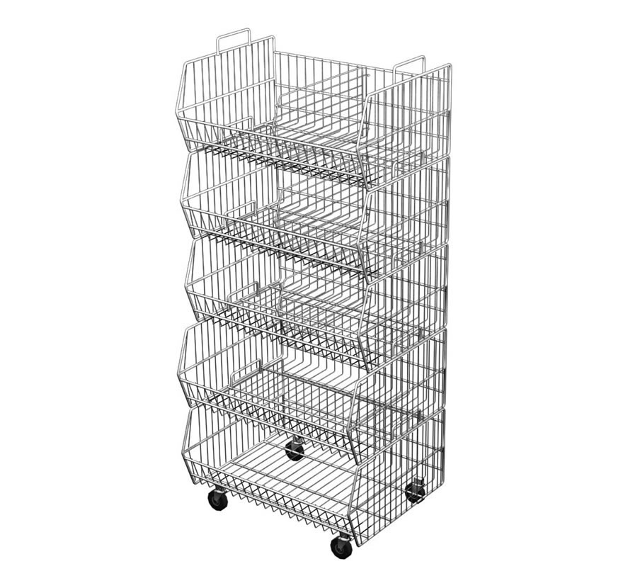 Freestanding Retail Shelving Stacking Wire Baskets Lozier