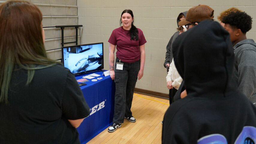 North Plant’s Jaida Finley inspires Council Bluffs middle school students Monday