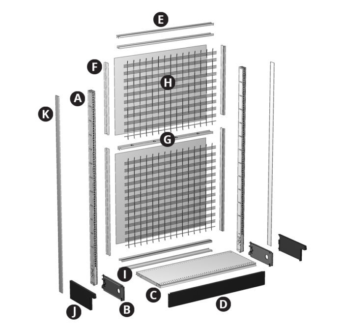 Wiregrid Wall Section - Starter - Exploded - MG